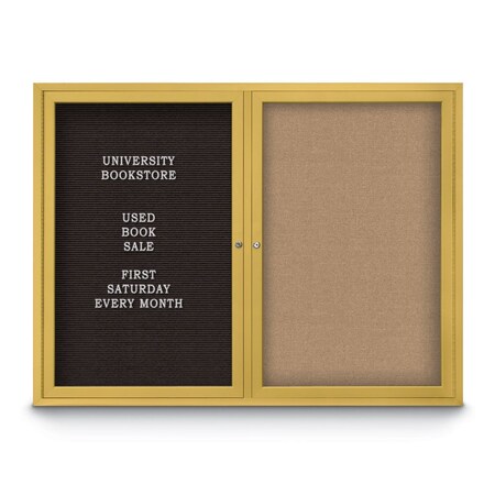 United Visual Products Corkboard, 18"x24", Black/Gold UV401PLUS-GOLD-BLACK